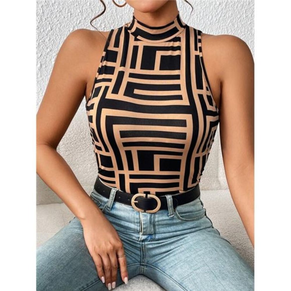Unity Geo Print Mock Neck Tank Top - Picture 3 of 6